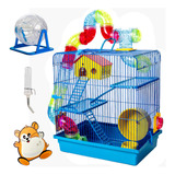 Gaiola Hamster Super Luxo 3 Andares Rodinha Bebedouro Globo