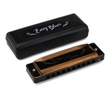 Gaita De Boca Hering Easy Blues Harmonica Marrom Dó Case