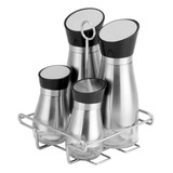 Galheteiro Porta Azeite Vinagre Suporte Saleiro Inox Cozinha