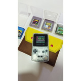 Game Boy Color Transparente Com Tela Ips + 5 Fitas