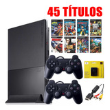 Game Top Playstation 2 Ps2 Slim Completo+ 02controles+ 43 Títulos!