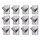 Gancho De Parede Inox Adesivo Pendurar Roupas Chaves 12 Pçs