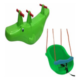 Gangorra Crocodilo Balanço Verde + Balanço Bebê Infantil
