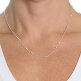 Gargantilha Feminina Cordão Bolinhas Banhado Prata 925 45cm