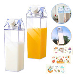 Garrafa Caixa De Leite Geladeira Água Suco Acrílico 500ml 