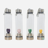 Garrafa Com Pedra Quartzo Cristal Natural Elixir Energética