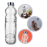 Garrafa De Vidro C/tampa Inox 1 Litro Para Água Leite Suco