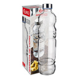 Garrafa De Vidro Redonda C/tampa Inox 1l P/ Água Leite Suco