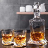 Garrafa Decanter Vidro Whisky Gold 850ml + 6 Copos Superluxo