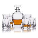 Garrafa Decanter Vidro Whisky Licor 700ml + 6 Copos Luxo