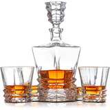 Garrafa Decanter Vidro Whisky Licor 750ml +4 Copos Superluxo
