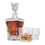 Garrafa Decanter Vidro Whisky Licor 750ml C/ 2 Copos 280ml