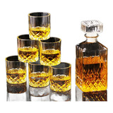 Garrafa Decanter Vidro Whisky Licor 900ml + 6 Copos 220ml