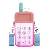  Garrafa Infantil Água Formato Celular - Alça Adesivos 300ml