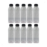 Garrafa Pet Transparente 500ml Lisa Quadrado Com Tampa 10uni