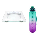 Garrafa Squeeze 1l Frase Motivação+ Balança Digital Corporal
