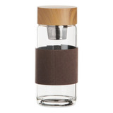 Garrafa Squeeze De Vidro Infusor Inox Para Chá Suco Detox Cor Marrom