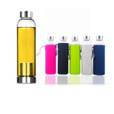 Garrafa Squeeze Vidro Infusor Capa Neoprene 550ml Chá Detox