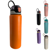 Garrafa Térmica Água Vácuo 800ml Inox Academia Treino Canudo