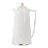 Garrafa Térmica Café 1 Litro Retro Vintage Branca E Dourada