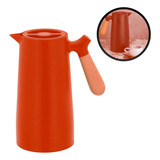 Garrafa Termica Cafe Cha Nordica Cabo Madeira 1l Vacuo Botao Cor Laranja-escuro