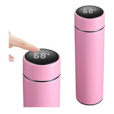 Garrafa Térmica Com Medidor D Temperatura Digital Led 500ml Cor Rosa