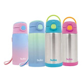 Garrafa Térmica Infantil Canudo Parede Dupla Inox 400ml Buba