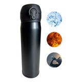 Garrafa Térmica Inox 450ml Não Vaza Trava E Abre Automático Cor Preto