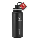 Garrafa Termica Squeeze Vibets Isolada A Vacuo 946ml Cinza Cor Preta Com Loop Cinza
