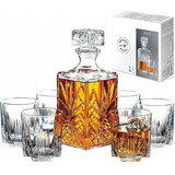 Garrafa Whisky Licor Bar 1l Vidro + Kit Jogo Copos 280ml 6un