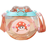 Garrafinha D`água Criança Infantil Redonda Canudo Alça 500ml