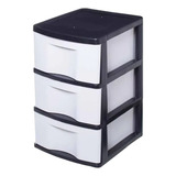 Gaveteiro Chão 3 Gavetas Organizador Multiuso Branco E Preto