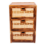 Gaveteiro Criado Mudo De Bambu 3 Gavetas 65x43x30.