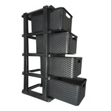 Gaveteiro Plástico Rattan 4 Gavetas Rodizio Agraplast Preto
