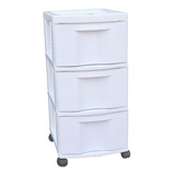 Gaveteiro Plástico Todo Branco 3 Gavetas Rodinhas Agraplast 