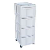 Gaveteiro Plástico Todo Branco 4 Gavetas Rodízio Agraplast