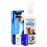 Gel Dental + Spray Bucal + Escova Dedeira Para Cães Gatos