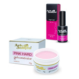 Gel Led Uv Pink Hard 24g + Top Coat Alto Brilho Unhas 10ml