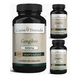 Gengibre - 100% Natural Em Capsulas 500mg 3 Potes Sabor Sem Sabor