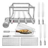 Gira Grill 4 Espetos + 2 Grelhas Moedas + Grelha Giratoria