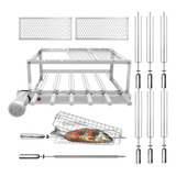 Gira Grill 6 Espetos + 2 Grelhas Moedas + Grelha Giratoria