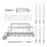Gira Grill Churrasqueira Inox 6 Espetos + 3 Grelhas Promoçao