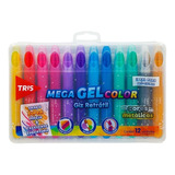 Giz De Cera 12 Cores Metalicas Mega Gel Color Retratil Tris