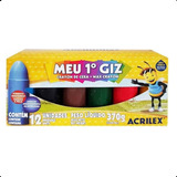 Giz De Cera Acrilex 12 Cores - Cilíndrico - Meu Primeiro Giz