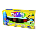 Giz De Cera Acrilex Meu Primeiro Giz 12 Cores Jumbo Crianças