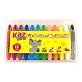 Giz De Cera Big Retrátil Aquarelável 12 Cores Kaz