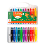 Giz De Cera Color Gel Retratil Estojo 12 Cores Escolar 