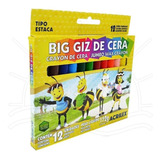 Giz De Cera Grosso 12 Cores Big Jumbo Gizão Acrilex