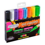 Giz Liquido 8 Cores Neon Caneta Vidro Lousa Vitrine Carro