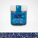 Glitter Comestível Azul Corante Holográfico Pó